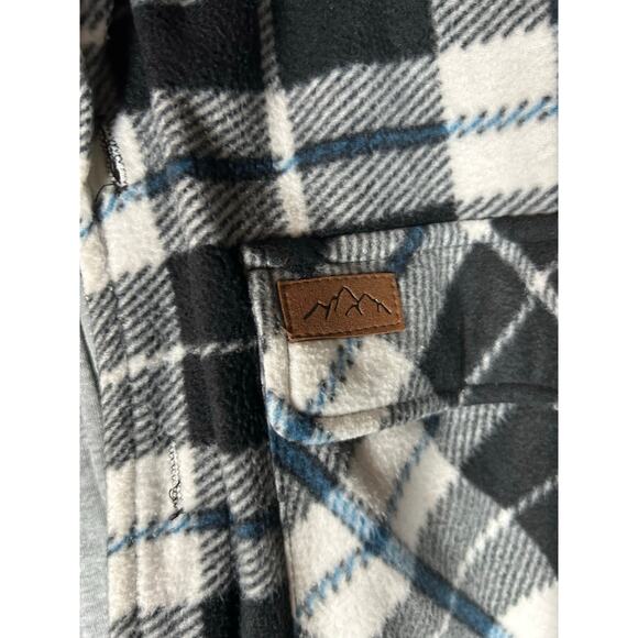 Men's Mountain Ridge Sherpa Lined Jacket Flannel Hood Blue White Size small - Picture 3 of 8